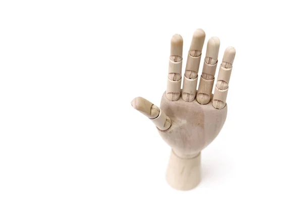 Wooden hands with gesture — Stock Photo, Image