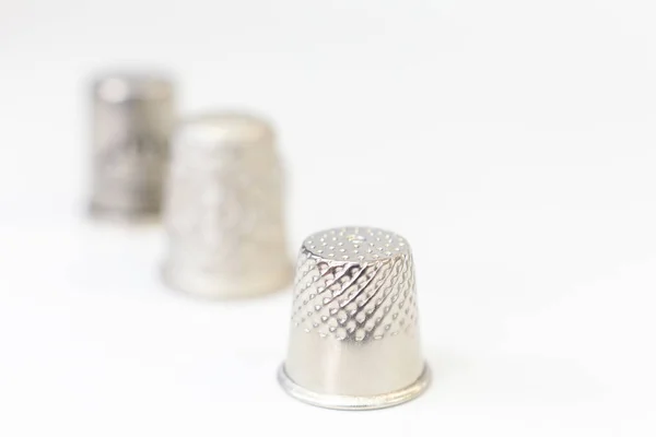 Sewing thimbles. macro image. selective focus — Stock Photo, Image