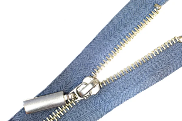 Blue metal sewing zipper — Stock Photo, Image