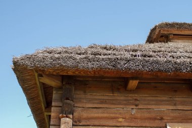 thatched çatı geleneksel Belarus köy evi