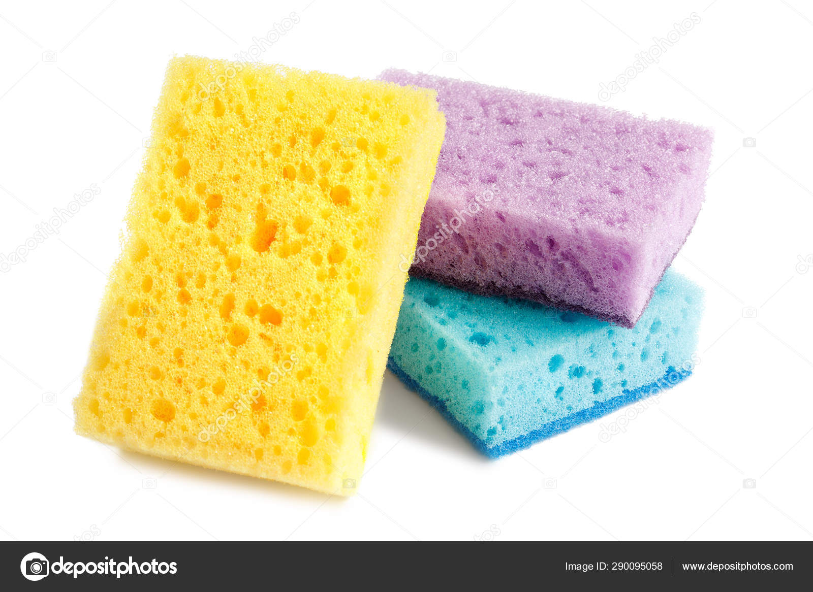 Yellow kitchen sponge for washing dishes isolated on white