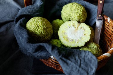 meyve portakalı Maclura pomifera sepette