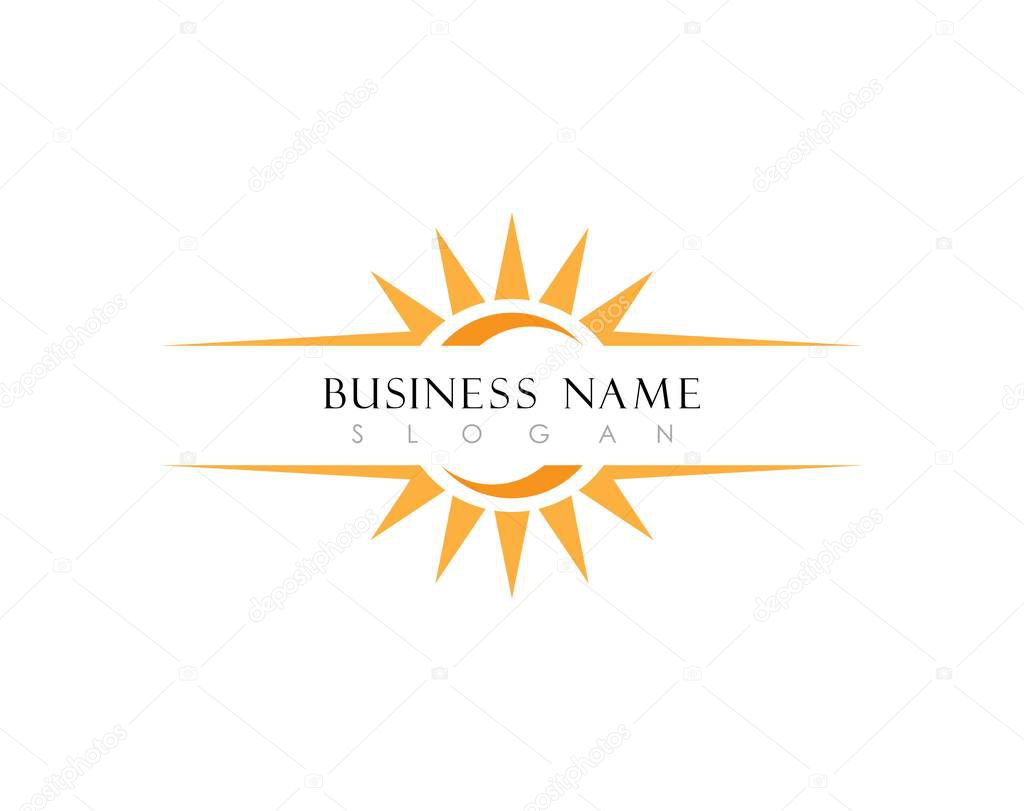 Sun Logo Icon Vector Template.Sun over horizon