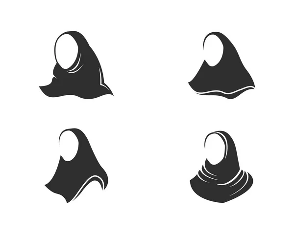 Dibujo de silueta vectorial de mujer musulmana con hiyab — Vector de stock