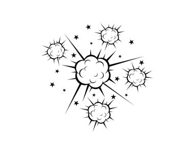 Bomba patlama vektör logosu simge illüstrasyon seti