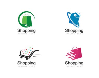 Alışveriş logosu vektör simge illüstrasyon