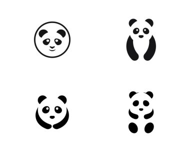 Sevimli panda logo şablon vektör simge illüstrasyon