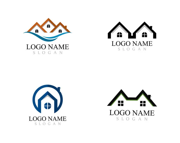 Ακίνητη περιουσία, ιδιοκτησία και κατασκευή λογότυπο σχεδιασμού για επαγγελματίες — Διανυσματικό Αρχείο