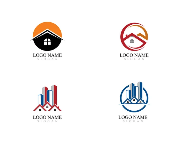 Immobilier, immobilier et construction Logo design pour les entreprises — Image vectorielle