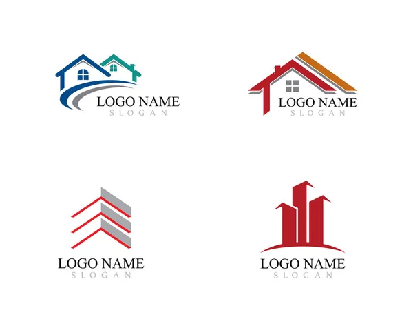 Immobili, proprietà e costruzione Logo design per le imprese — Vettoriale Stock