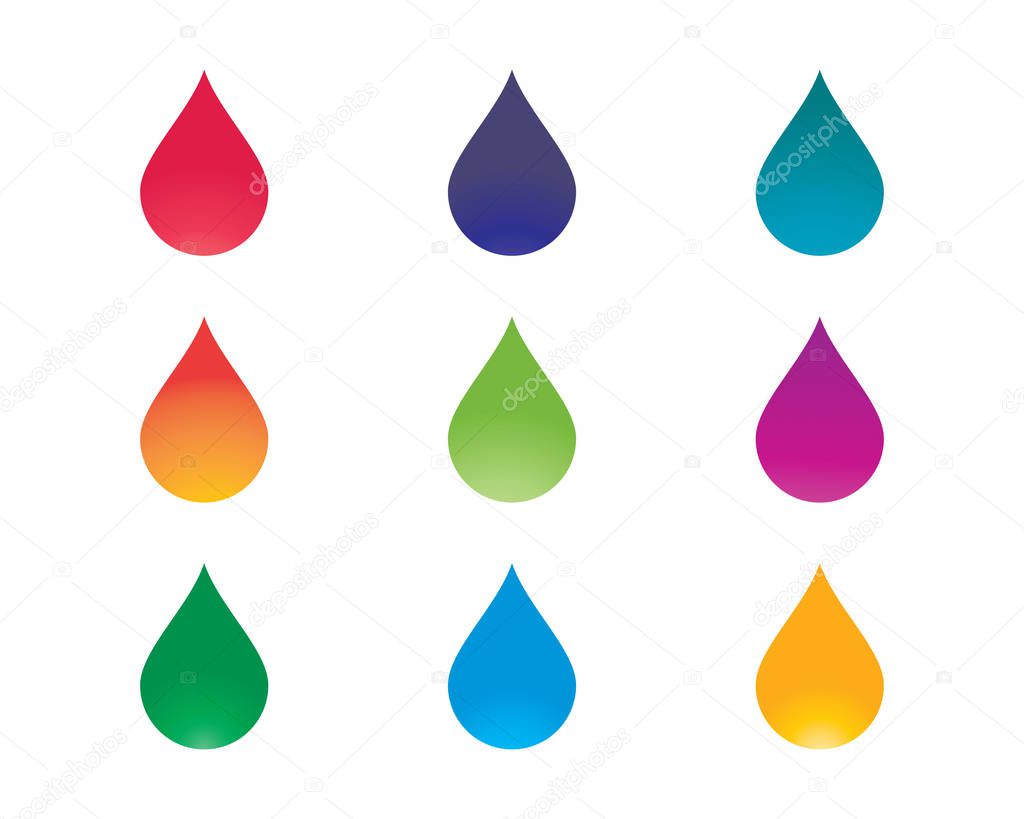 Set of abstract water drops symbols