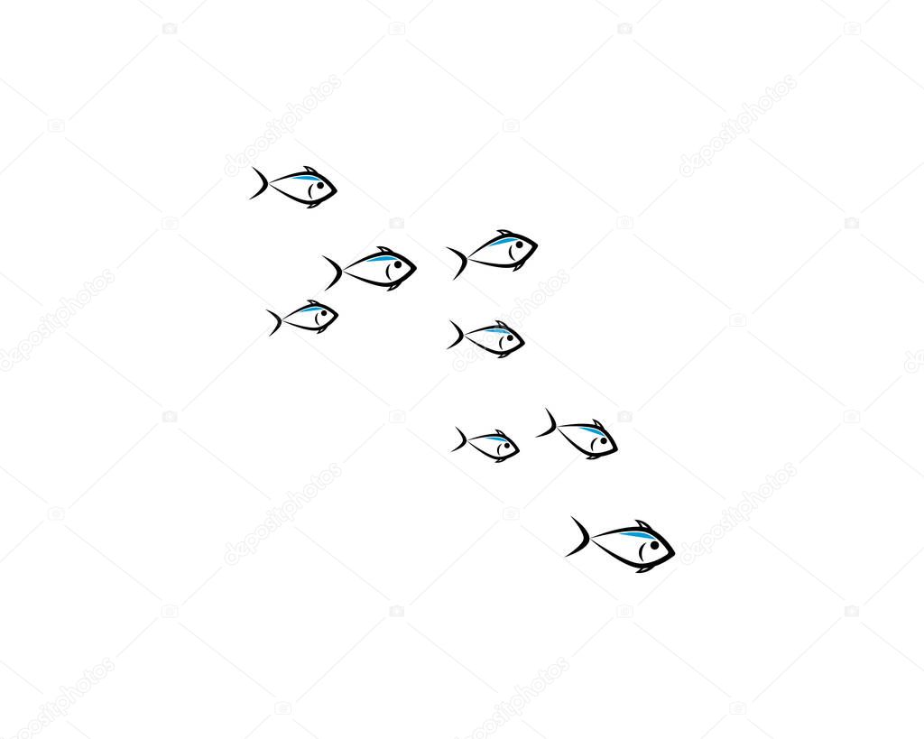 Set of abstract fish background template vector illustration design
