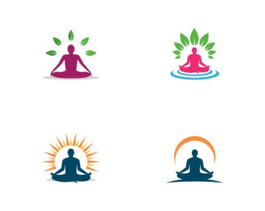 Meditasyon yoga logosu şablon vektör simgesi 