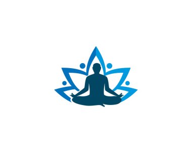 Meditasyon yoga logosu şablon vektör simgesi 