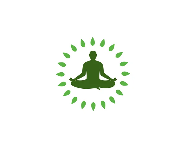 Meditație yoga logo șablon pictogramă vector — Vector de stoc