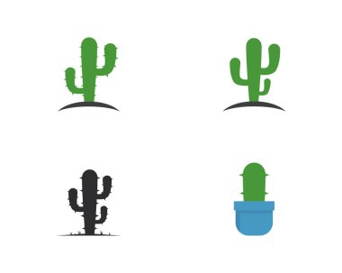 Cactus logo şablon vektör simge illüstrasyon