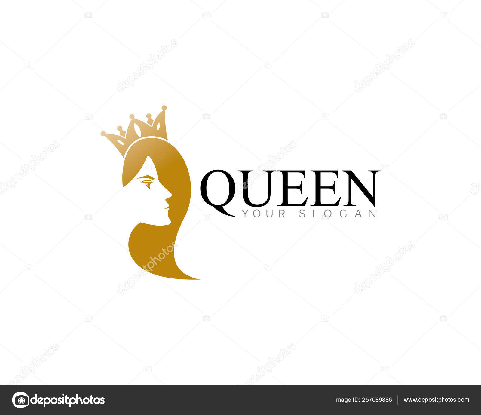 Download Golden beauty queen with crown template logo vector ...