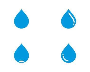 Soyut Mavi su damlaları sembolleri seti