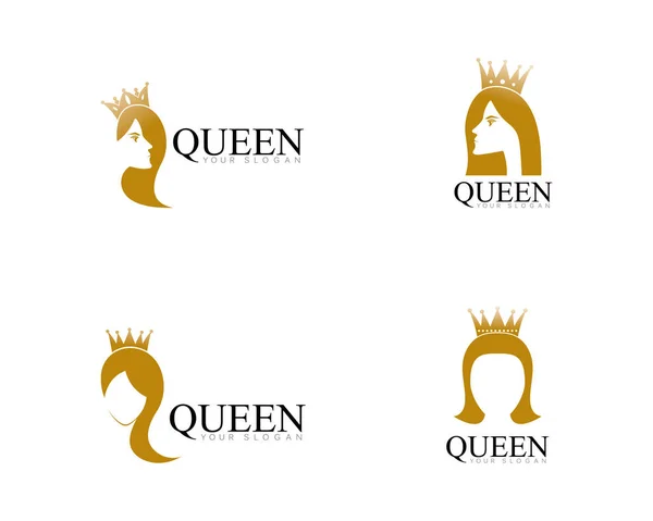 Gyllene skönhet drottning med krona mall logo typ vektor möjlig finns — Stock vektor