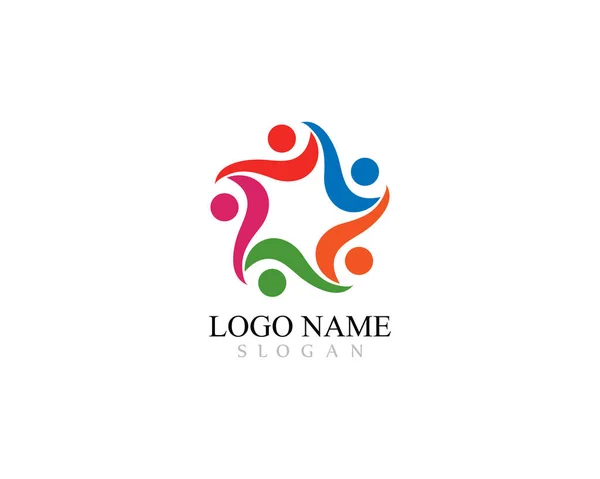 Modèle de logo pour l'adoption et les soins communautaires vecteur — Image vectorielle