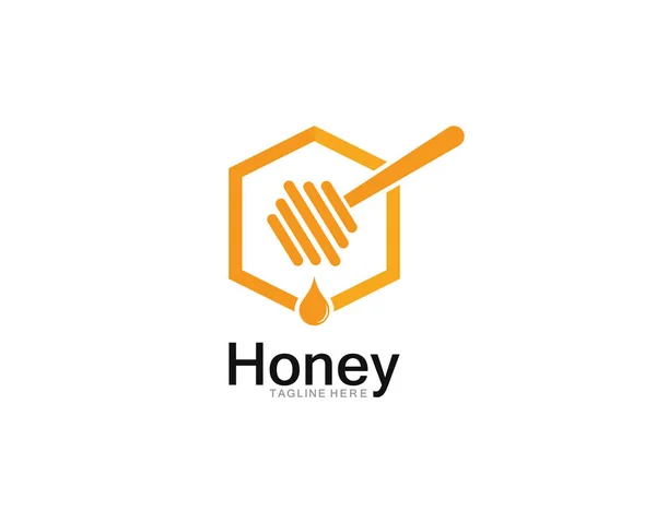 Plantilla de diseño de logotipo de miel Vector, emblema, concepto de diseño — Archivo Imágenes Vectoriales