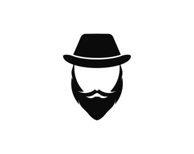 sakal ve kap logo şablonu vektör simgesi illustrati ile adam yüz