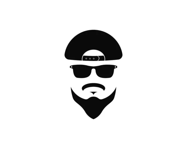 Человек лицо с бородой и крышкой логотип шаблона векторной иконки иллюстрации — стоковый вектор