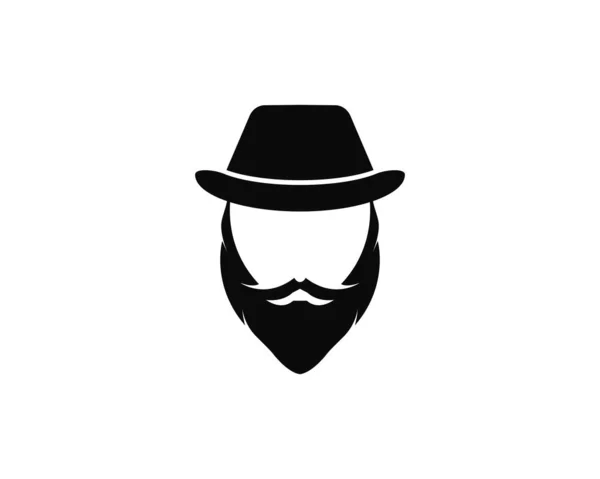 Hombre cara con barba y gorra logotipo plantilla vector icono illustrati — Archivo Imágenes Vectoriales