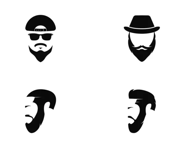 Homme visage avec barbe et chapeau logo modèle vectoriel icône illustrati — Image vectorielle