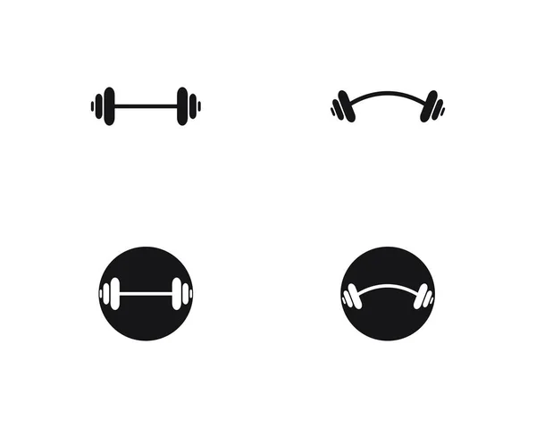 Barbel, Dumbbell Ginásio Ícone Logo Template ginásio Badge, Fitness Logo — Vetor de Stock