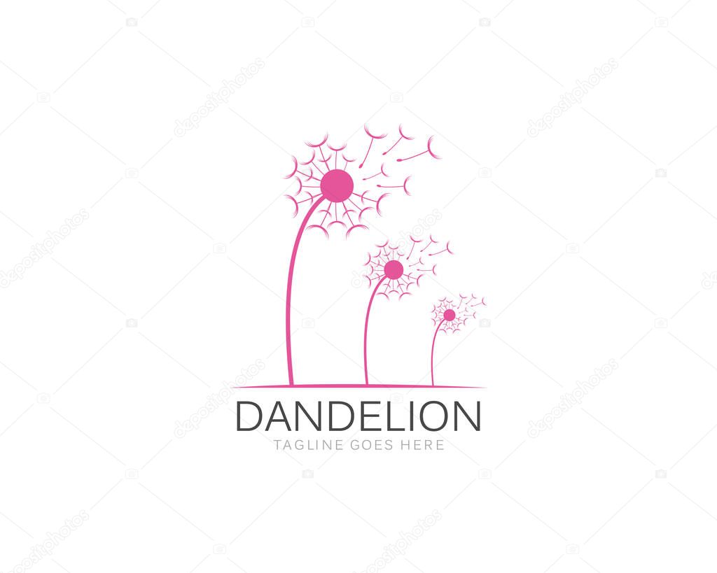 Illustration of concept dandelion. Vector logo