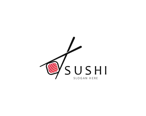 Sushi logotipo modelo vetor ícone para ilustração de comida japonesa —  Vetores de Stock