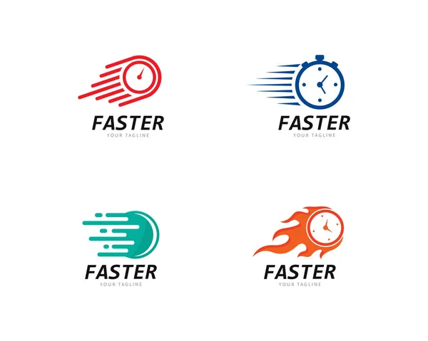 Snabbare och Speed logo typ mall vektor ikon Illustration — Stock vektor