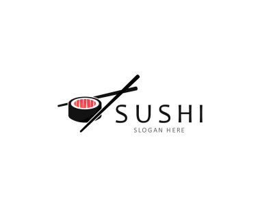 Japon gıda illüstrasyon için Sushi logo şablonvektör simgesi