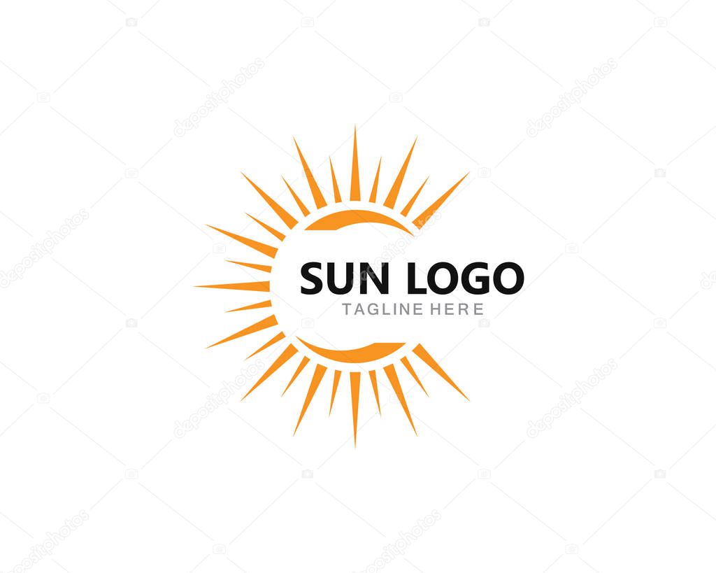 Sun Logo Icon Vector Template.Sun over horizon