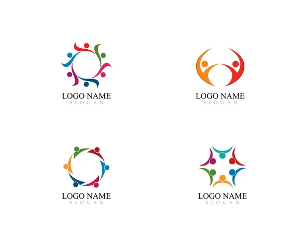 Modèle de logo pour l'adoption et les soins communautaires vecteur — Image vectorielle
