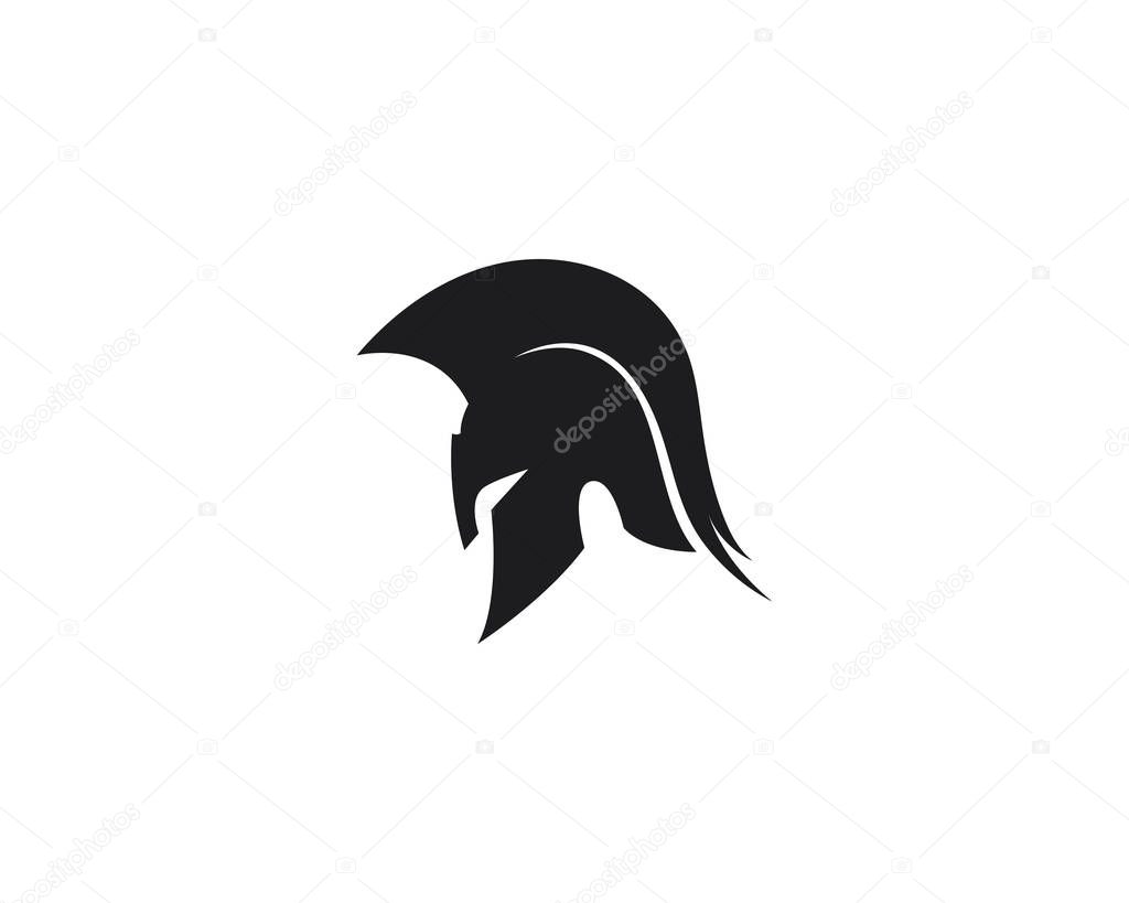 Spartan helmet logo template vector icon design