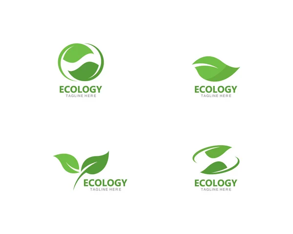 Logos of green leaf ecology nature element vector — Stock Vector