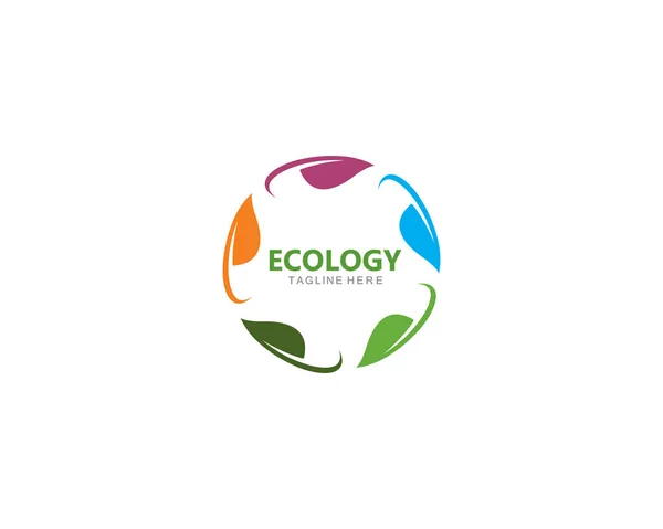 Logos di verde foglia ecologia elemento natura vettore — Vettoriale Stock