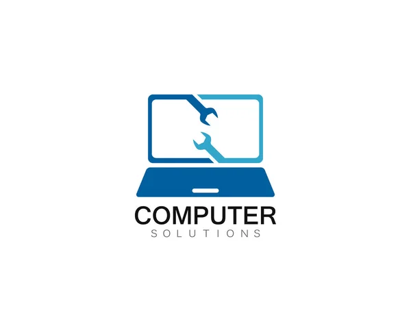 矢量计算机和笔记本电脑修复徽标模板图标插图 — 图库矢量图片