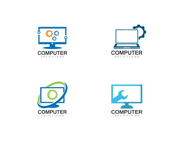 Vector ordenador y portátil reparación logotipo plantilla icono ilustratio — Vector de stock