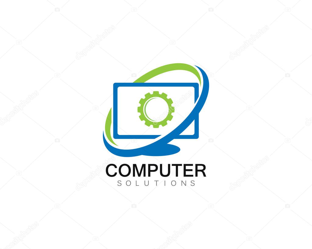 Vector computer and laptop repair logo template icon illustratio