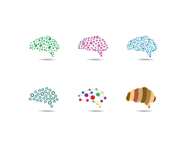 Soyut Beyin Logo Şablonu vektör simgesi illüstrasyon seti — Stok Vektör
