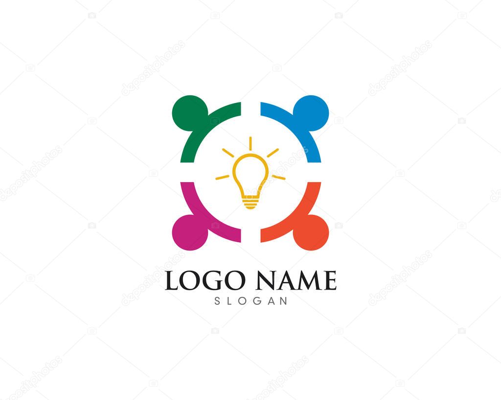 Teamwork logo template vector icon illustration design