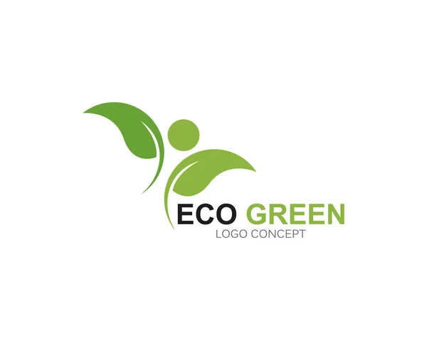 Logos de ecologia folha verde elemento vector natureza — Vetor de Stock