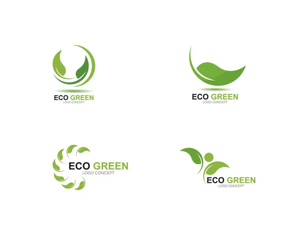 Logos de ecologia folha verde elemento vector natureza — Vetor de Stock