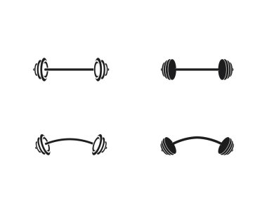 Barbell, Dumbbell Gym Icon Logo Şablonspor Rozeti, Fitness Logo