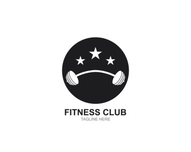 Barbel, Dumbbell Gym Icon Logo Şablonspor Rozeti, Fitness Logo 