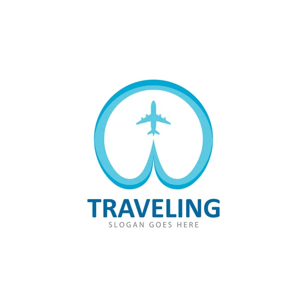 Modelo de ícone de vetor de logotipo de viagem — Vetor de Stock