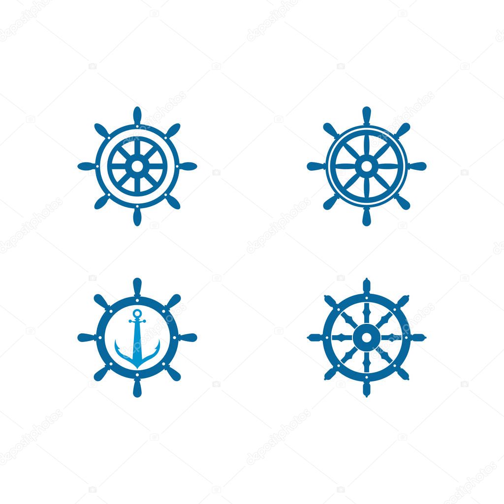 Ship steering vector icon illustration template